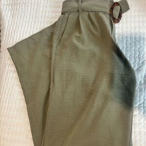 Stylish Olive Green Wide-Leg Chinos
